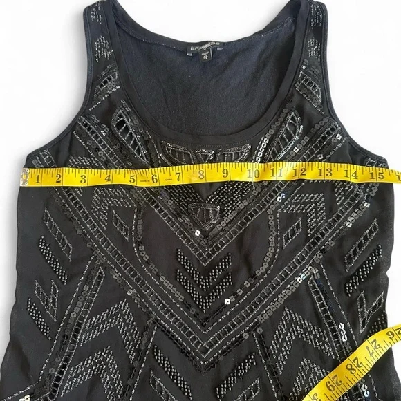 Express Black Sequin beaded Tank Top - Picture 4 of 6